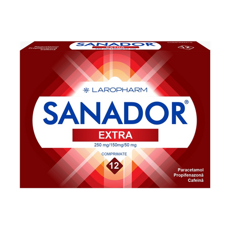 Sanador Extra, 250 mg/150 mg/50 mg, 12 comprimate, Laropharm