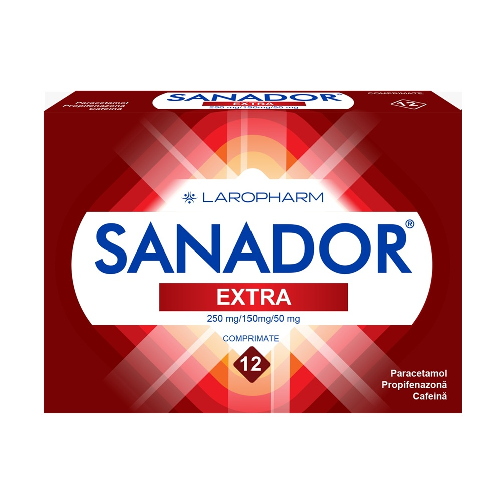 Sanador Extra, 250 mg/150 mg/50 mg, 12 comprimate, Laropharm