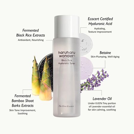 Toner de fata hidratant cu extract de orez negru si acid hialuronic Black Rice Hyaluronic, 30 ml, Haruharu Wonder 696792