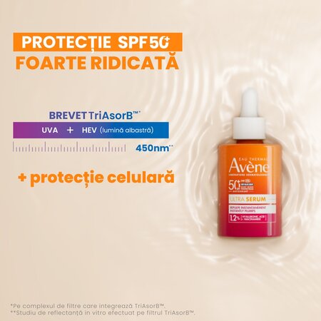 Ultra Serum cu efect imediat de reumplere al pielii SPF 50+, 30 ml, Avene 697029