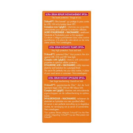 Ultra Serum cu efect imediat de reumplere al pielii SPF 50+, 30 ml, Avene 697025