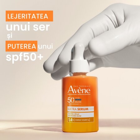 Ultra Serum cu efect de luminozitate si protectie solara SPF 50+, 30 ml, Avene 697101