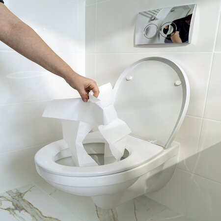 Protectie din hartie pentru colacul de WC, 10 bucati, Kidscenter 697138