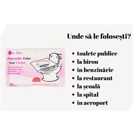 Protectie din hartie pentru colacul de WC, 10 bucati, Kidscenter 697136
