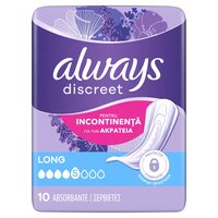 Absorbante zilnice pentru incontinenta urinara Discreet, Long, 10 bucati, Always