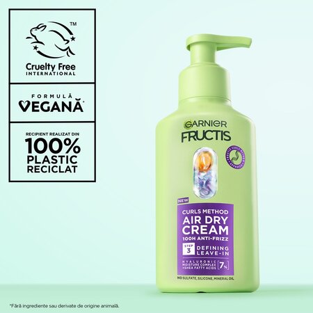 Crema de par fara clatire cu unt de shea si acid hialuronic Fructis Curls Method, 260 ml, Garnier 697274