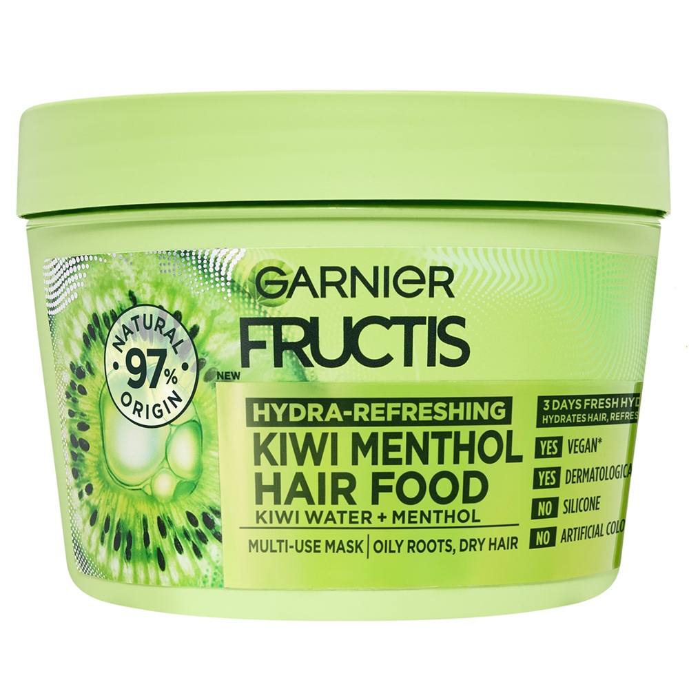 Masca hidratanta cu kiwi si mentol Fructis Hydra-Refreshing, 390 ml, Garnier
