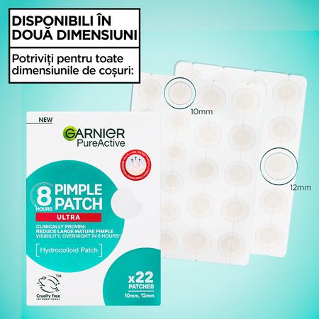 Plasturi pentru cosuri Pure Active Ultra, 22 bucati, Garnier 697292