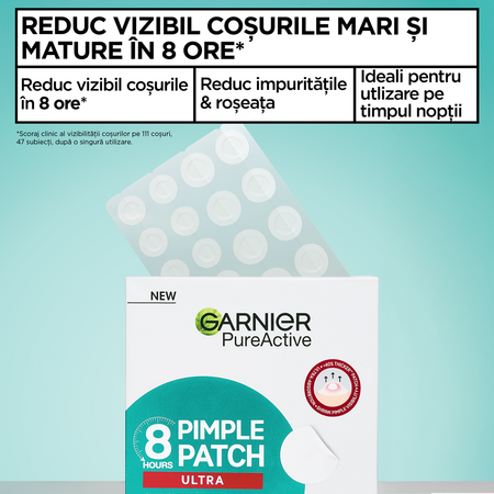 Plasturi pentru cosuri Pure Active Ultra, 22 bucati, Garnier 697288