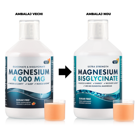 Magneziu Lichid 4000 mg Gluconate si Bisglicinat, 500 ml, Swedish Nutra 740748