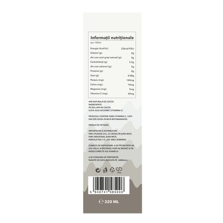 Apa naturala de cocos Original, 320 ml, Hiwater 697651