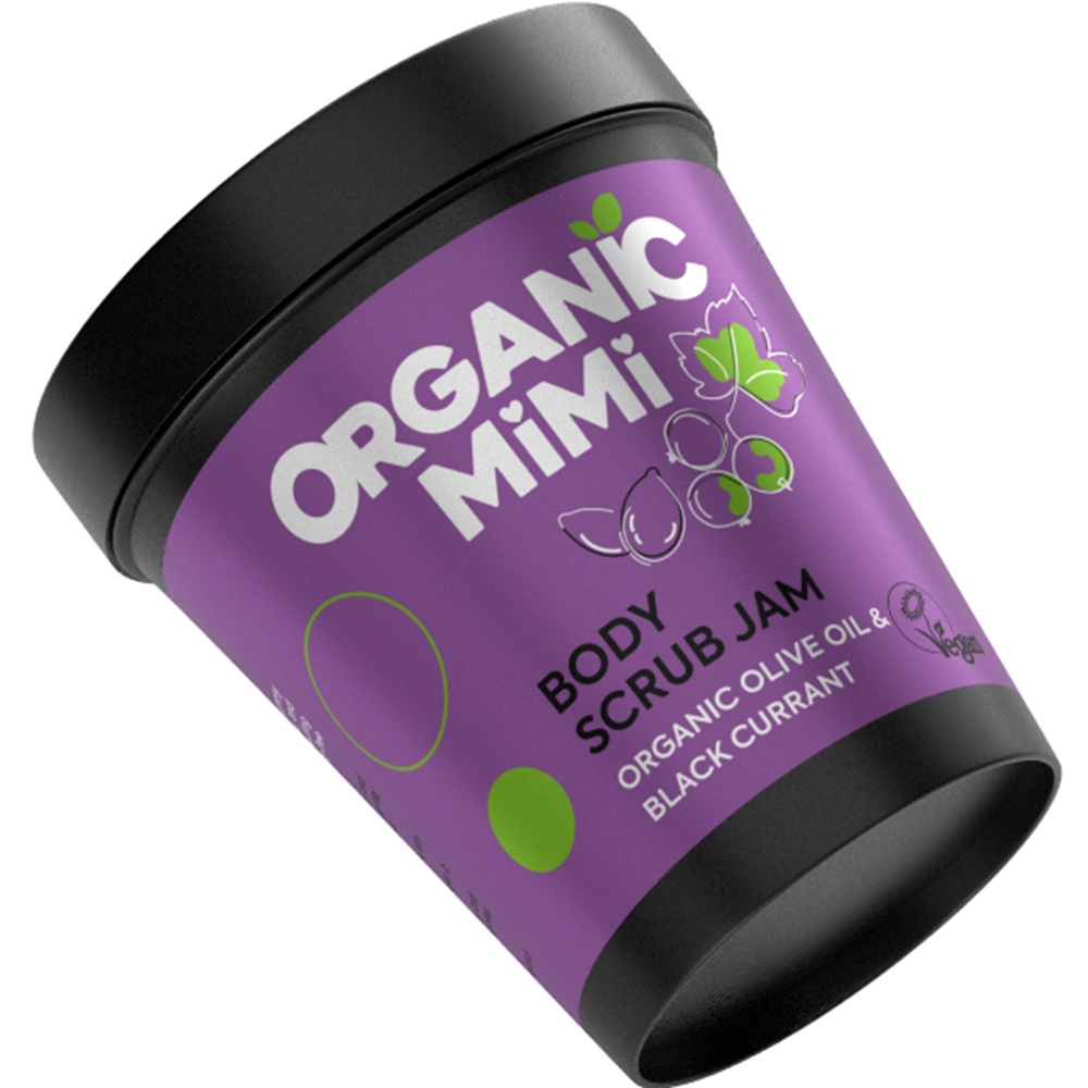 Scrub de corp cu ulei de masline si coacaze negre Body Scrub Jam, 250 g, Organic Mimi