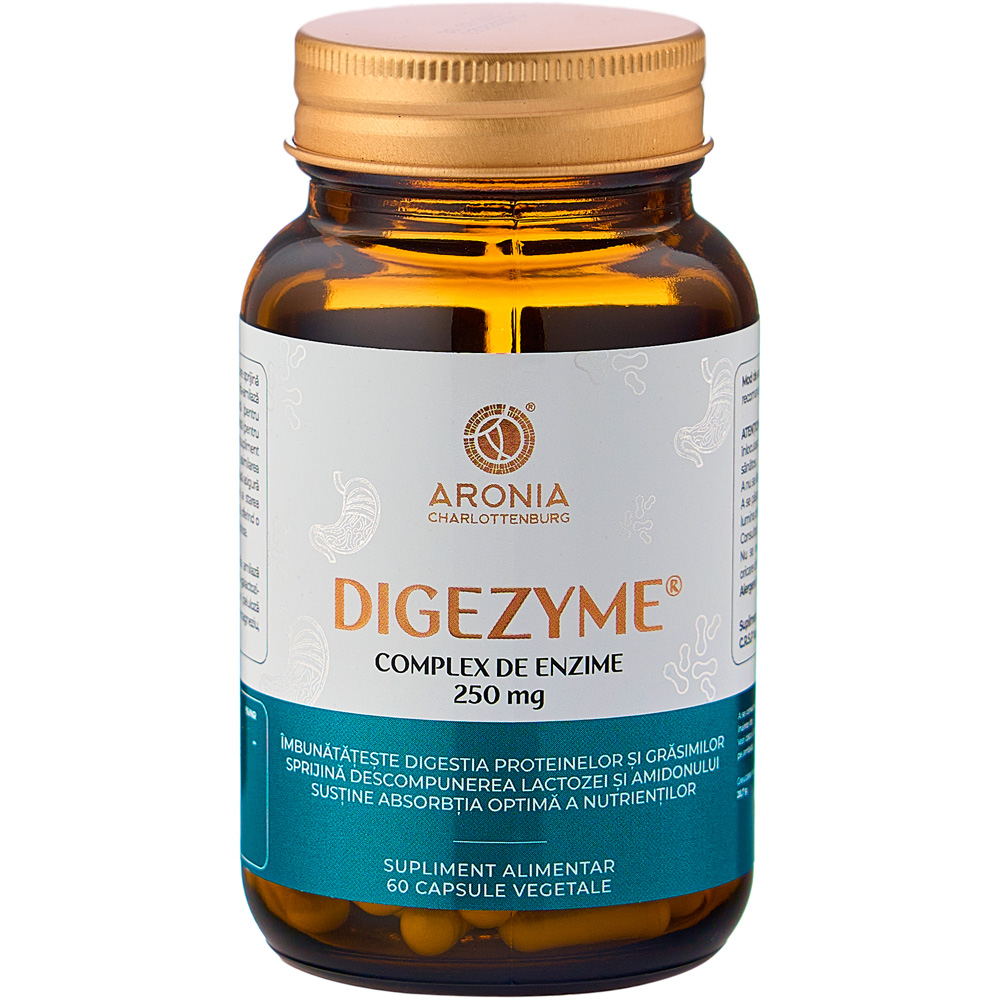 Complex de enzime DigeZyme, 250 ml, 60 capsule vegetale, Aronia Charlottenburg