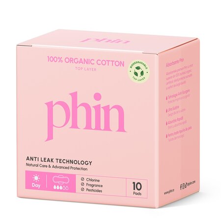 Absorbante de zi din bumbac , 10 bucati, Phin