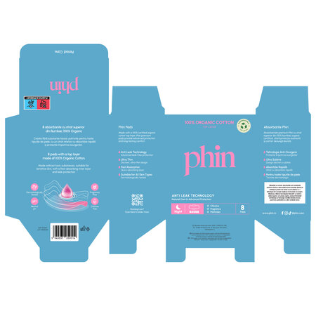 Absorbante de noapte din bumbac , 8 bucati, Phin 756213