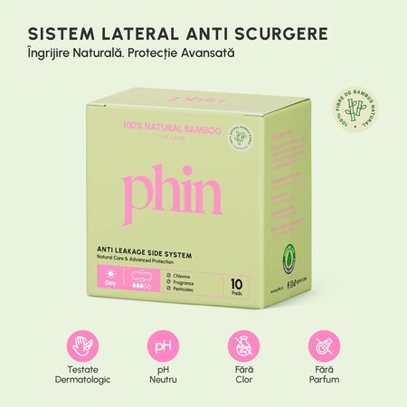 Absorbante de zi din bambus natural, 10 bucati, Phin 698287