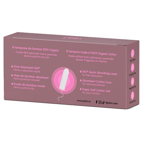 Tampoane din bumbac organic, 16 bucati, Phin 698440