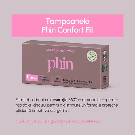 Tampoane din bumbac organic, 16 bucati, Phin 698300