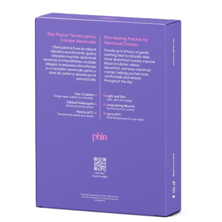 Plasturi termici pentru crampe menstruale, 3 bucati, Phin 698426