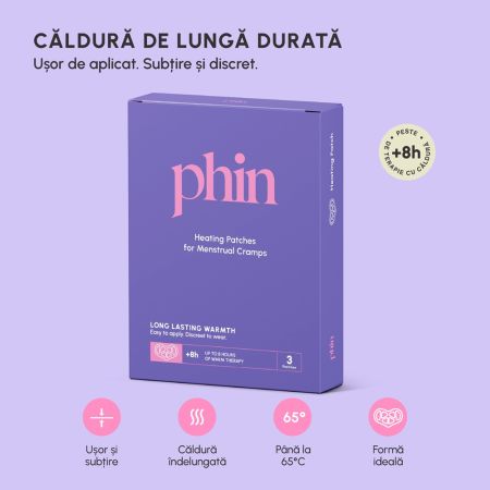 Plasturi termici pentru crampe menstruale, 3 bucati, Phin 698311