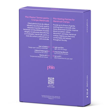 Plasturi termici pentru crampe menstruale, 3 bucati, Phin 756350