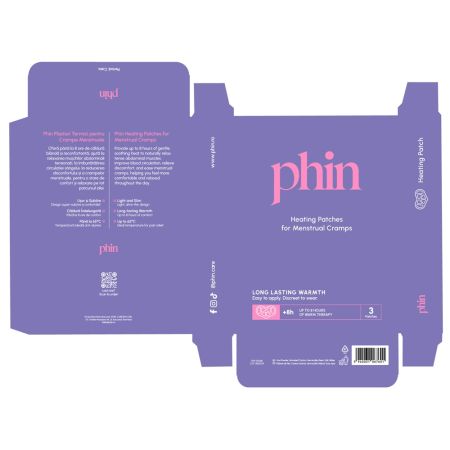 Plasturi termici pentru crampe menstruale, 3 bucati, Phin 698427