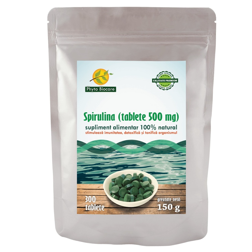 Spirulina, 500 mg, 300 tablete, Phyto Biocare