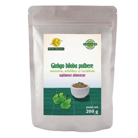 Pulbere Ginkgo biloba, 200 g, Phyto Biocare