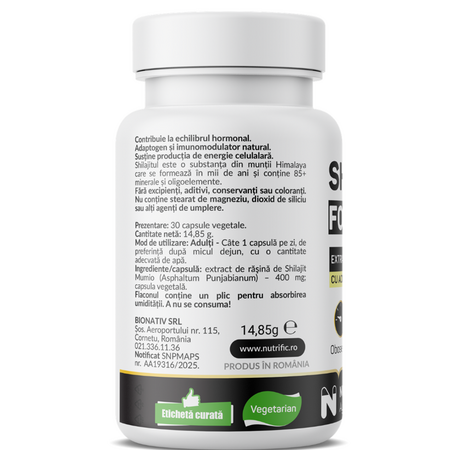 Shilajit Forte, 600 mg, 30 capsule vegetale, Nutrific 699070