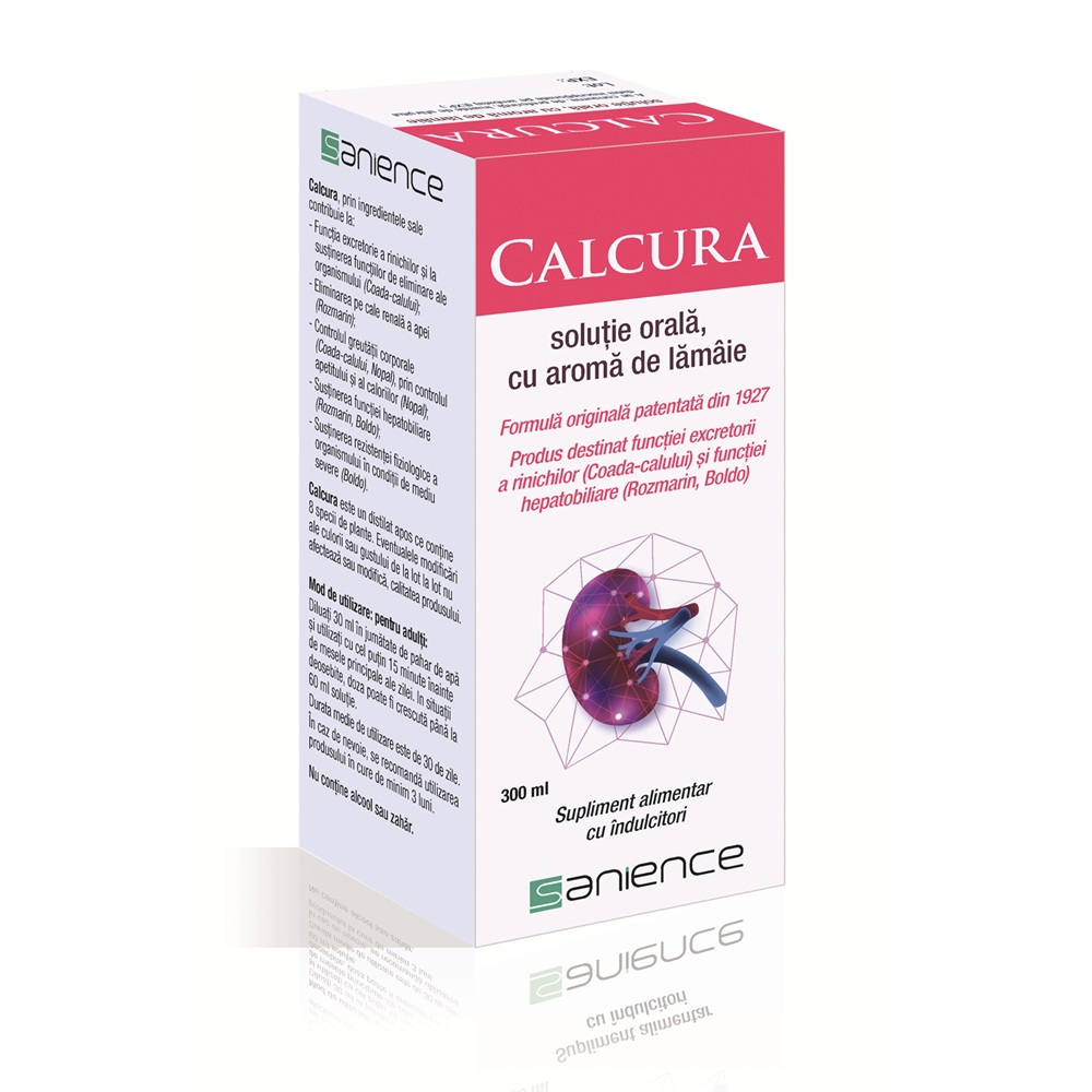 Calcura solutie orala cu aroma de lamaie, 300 ml, Sanience