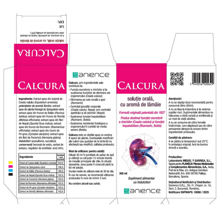 Calcura solutie orala cu aroma de lamaie, 300 ml, Sanience 699656