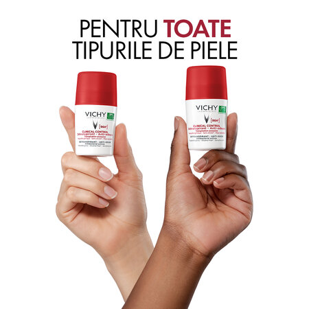 Pachet Deodorant roll-on antiperspirant Clinical Control 96H, 50 ml + 50 ml, Vichy 699425