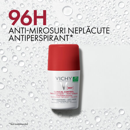 Pachet Deodorant roll-on antiperspirant Clinical Control 96H, 50 ml + 50 ml, Vichy 699420