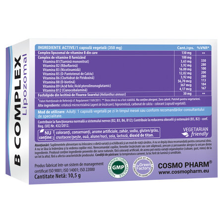 B Complex Liposomal, 30 capsule, Cosmo Pharm 699461