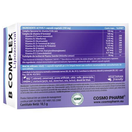 B complex Liposomal, 30 capsule, Cosmo Pharm 754781
