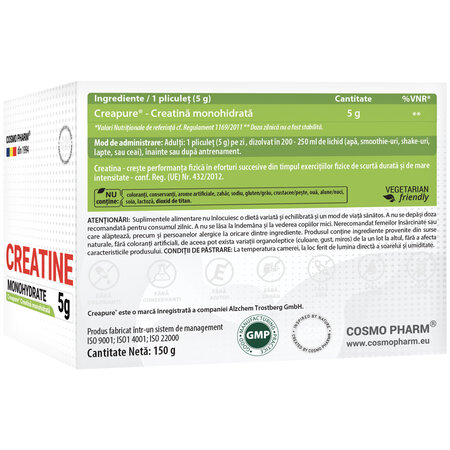Creatina monohidrata Creapure, 30 plicuri x 5 g, Cosmo Pharm 699472