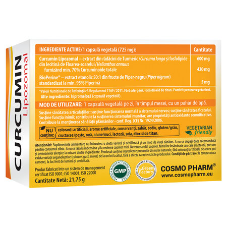 Curcumin Lipozomal, 600 mg, 30 capsule, Cosmo Pharm 699493