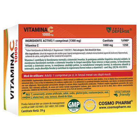 Vitamina C, 1000 mg, 30 capsule, Cosmo Pharm 699576