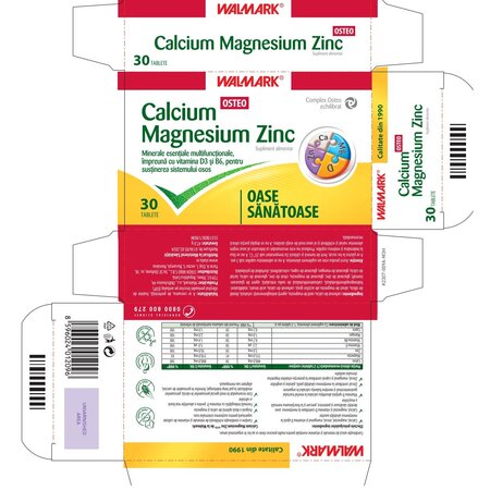 Calciu Magneziu Zinc Osteo, 30 tablete, Walmark 700128