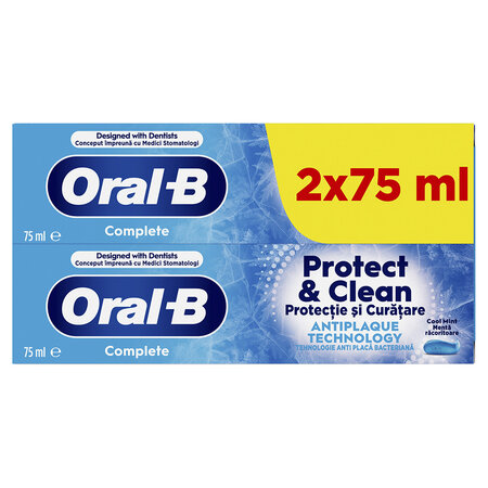 Pasta de dinti cu zinc Complete Protect & Clean, 2x75ml, Oral-B 700729