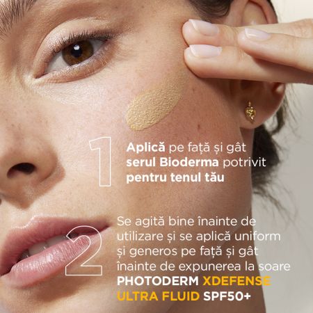 Crema de fata cu protectie solara SPF 50+ Photoderm Xdefense Ultra Fluid Fototip 1, 40 ml, Bioderma 701153