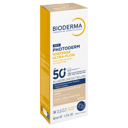 Crema de fata cu protectie solara SPF 50+ Photoderm Xdefense Ultra Fluid Fototip 1, 40 ml, Bioderma 701155