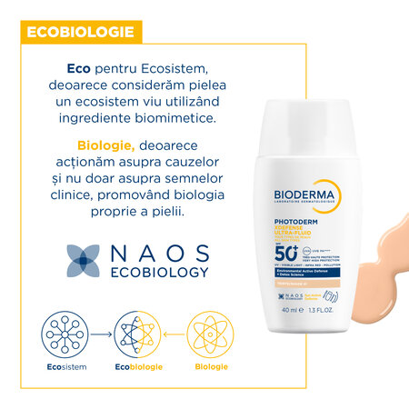 Crema de fata cu protectie solara SPF 50+ Photoderm Xdefense Ultra Fluid Fototip 1, 40 ml, Bioderma 701154