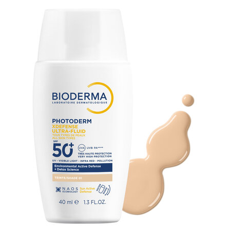 Crema de fata cu protectie solara SPF 50+ Photoderm Xdefense Ultra Fluid Fototip 1, 40 ml, Bioderma 701158