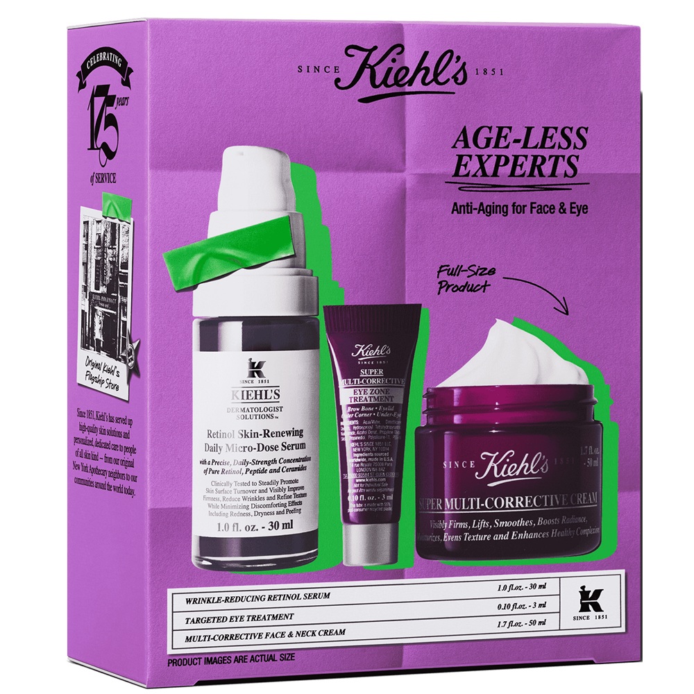 Set Serum antirid 30 ml + Crema pentru fata antirid 50 ml + Crema pentru zona ochilor 3 ml Age-Less Experts, Kiehl's