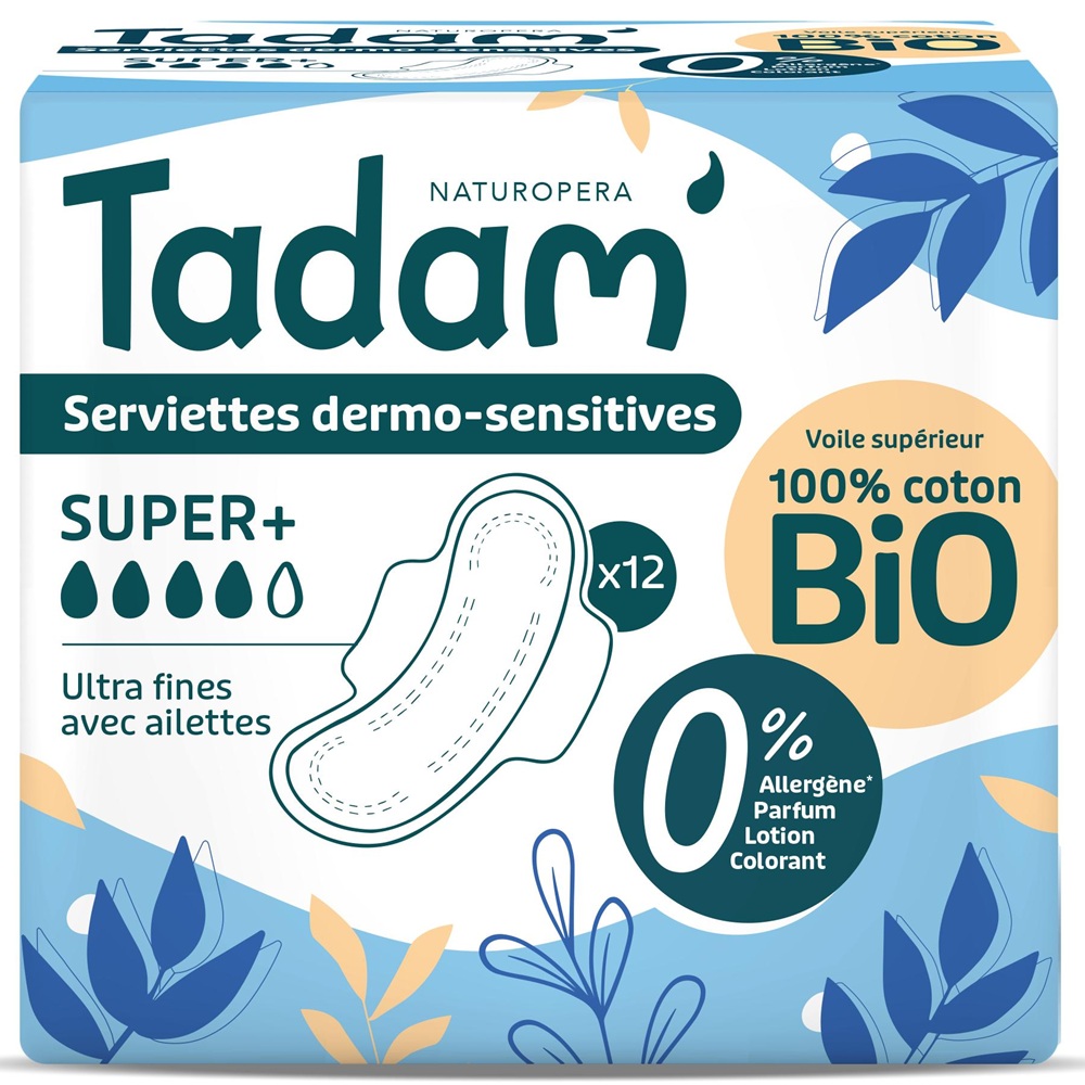Absorbante de zi si noapte Bio hipoalergenice Ultra Super+, 12 bucati, Tadam