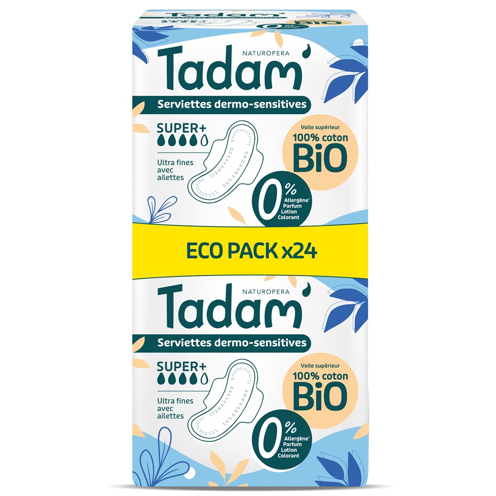 Absorbante de zi si noapte Bio hipoalergenice Ultra Super+, 24 bucati, Tadam
