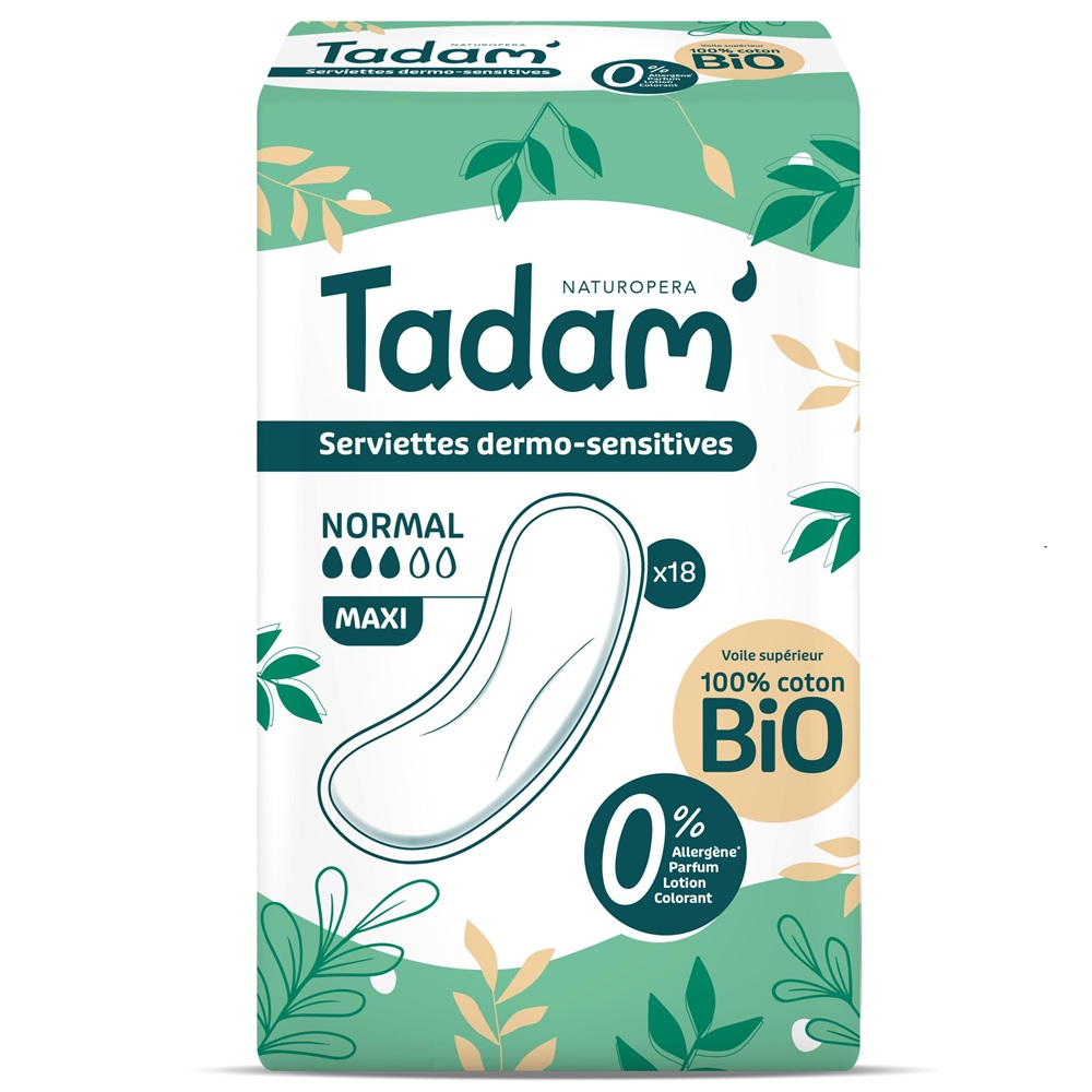 Absorbante de zi si noapte Bio hipoalergenice Maxi Normal, 18 bucati, Tadam
