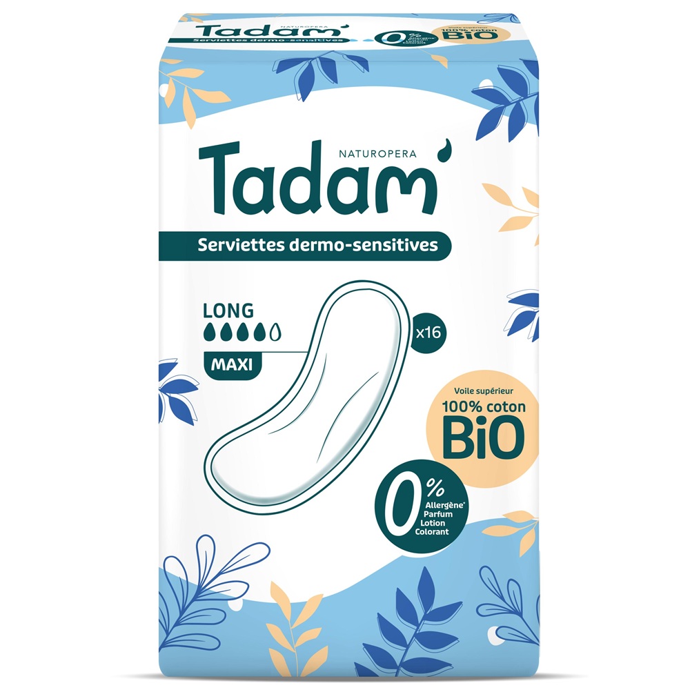 Absorbante de zi si noapte Bio hipoalergenice Maxi Long, 16 bucati, Tadam