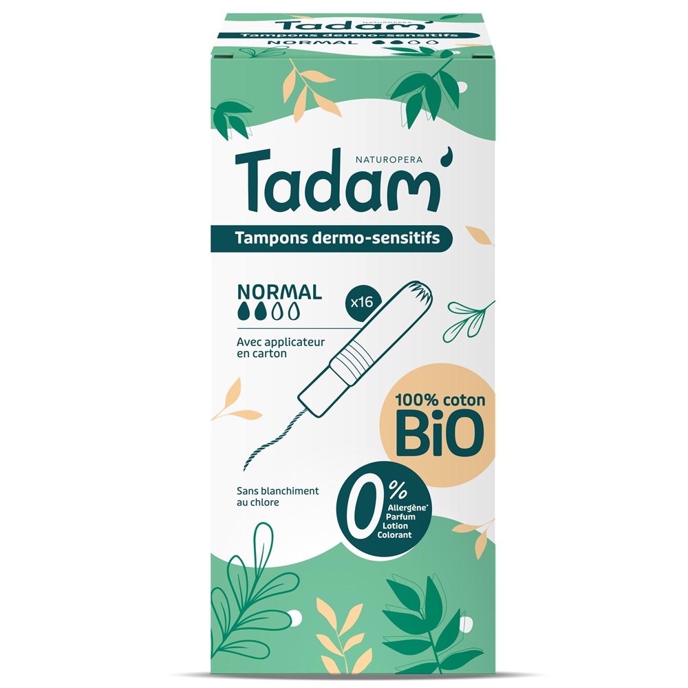 Tampoane cu aplicator Bio hipoalergenice Normal, 16 bucati, Tadam